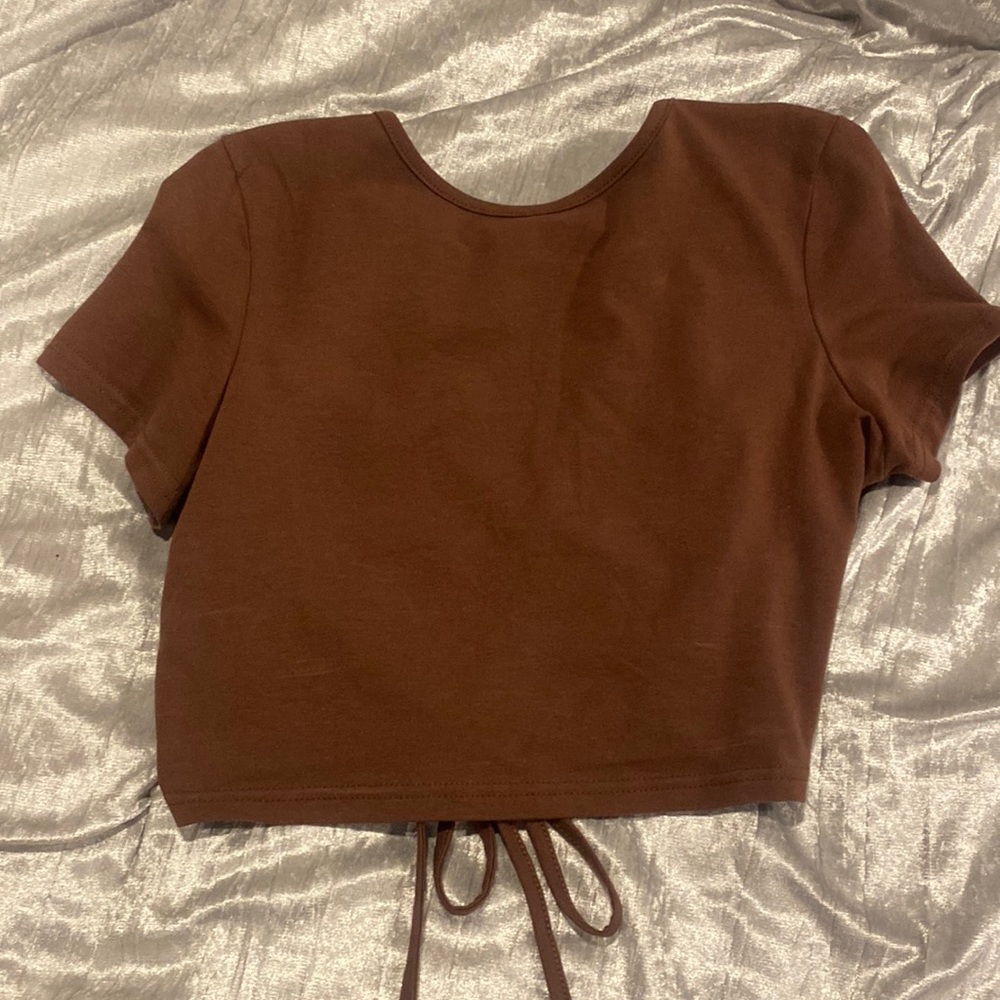 brown crop top tie open back never worn
